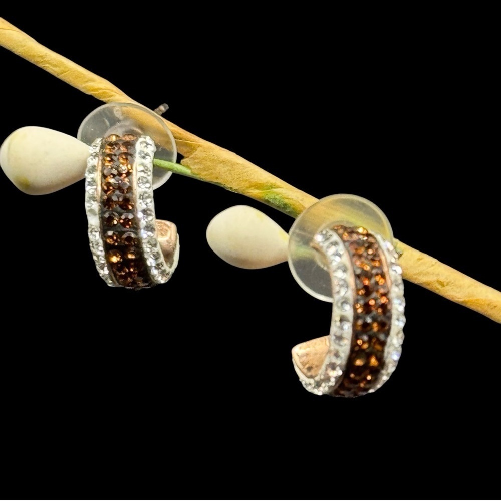 Vintage Cubic Zirconia Hoop Earrings: Gold over Sterling Silver
